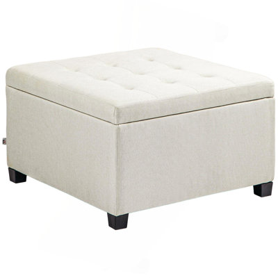 Fabric Tufted Storage Ottoman With Flip Top Seat Lid, Metal Hinge And Stable Eucalyptus Wood Frame For Living Room, Entryway, Or Bedroom（ONLY OTTOMAN)