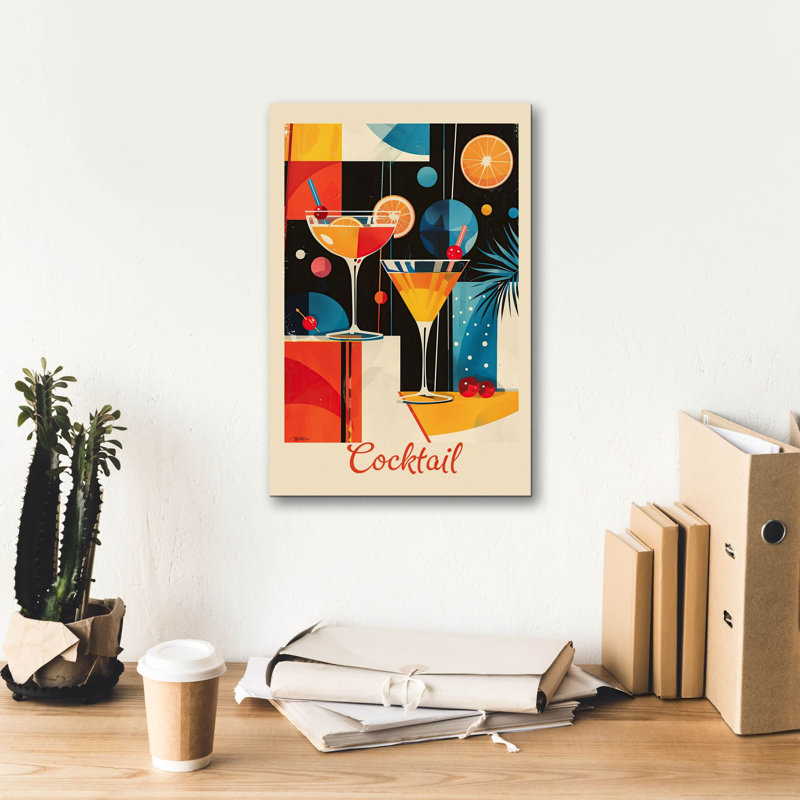  «Vintage Abstract Cocktail Affiche 1» par Momart, art mural sur toile, 12 po x 18 po, H 18 po x l 12 po