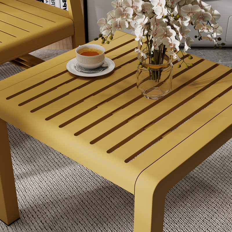 Ensemble de conversation d'extérieur 5 pièces avec 2 tables basses ((ensemble de 5), Jaune