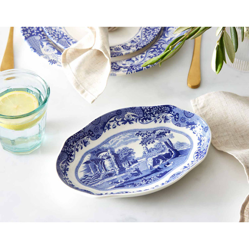 Classic Blue Italian - Fluted Oval Dish 