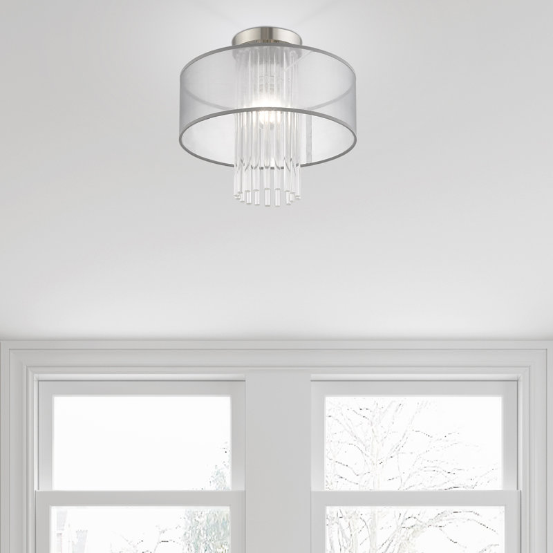 Plafonnier semi-encastré 1 lumière Hanson, H 12,5 po x l 13 po x p 13 po, Gris translucide
