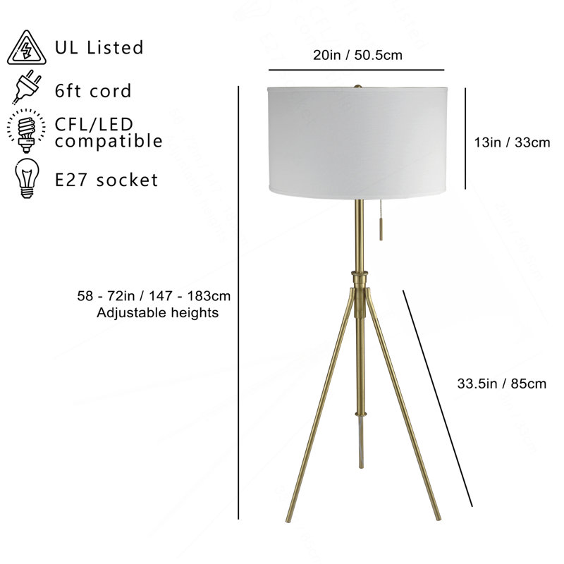 58" - 72"H Adjustable Tripod Floor W/ KD Shade (1PCS/CTN)   (1.78/9.9)