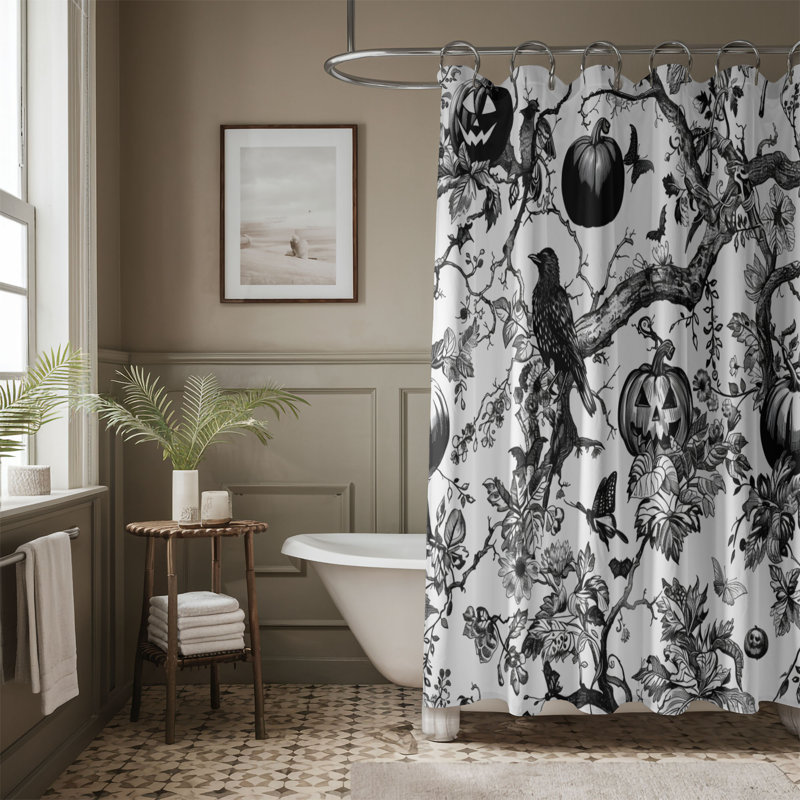 Rideaux de douche 1 pièce Spooky Chinoiserie Motifs, H 74 po x l 71 po
