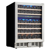 52 Bottles Wine Cooler,dual Zone,with 40～64°f Independent Temperature Control,all Wood Removable Shelves,24 Inch