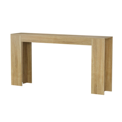 62.99-inch extra-long entryway table, farmhouse sofa table behind the sofa, decorative table for narrow entrances in the living room, hallway, entrance, or foyer, oak-colored console table