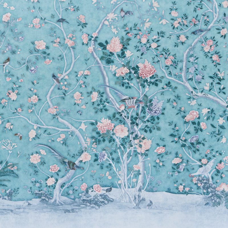 Schumacher X Mary Mcdonald Les Oiseaux Panel Set, Blue Turquoise