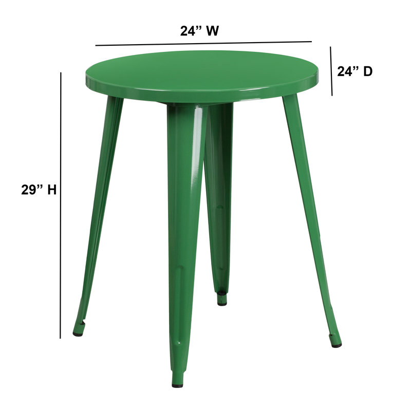 Pelzer 30'' Round Metal Indoor-Outdoor Table, 29" H x 24" W x 24" D, Green