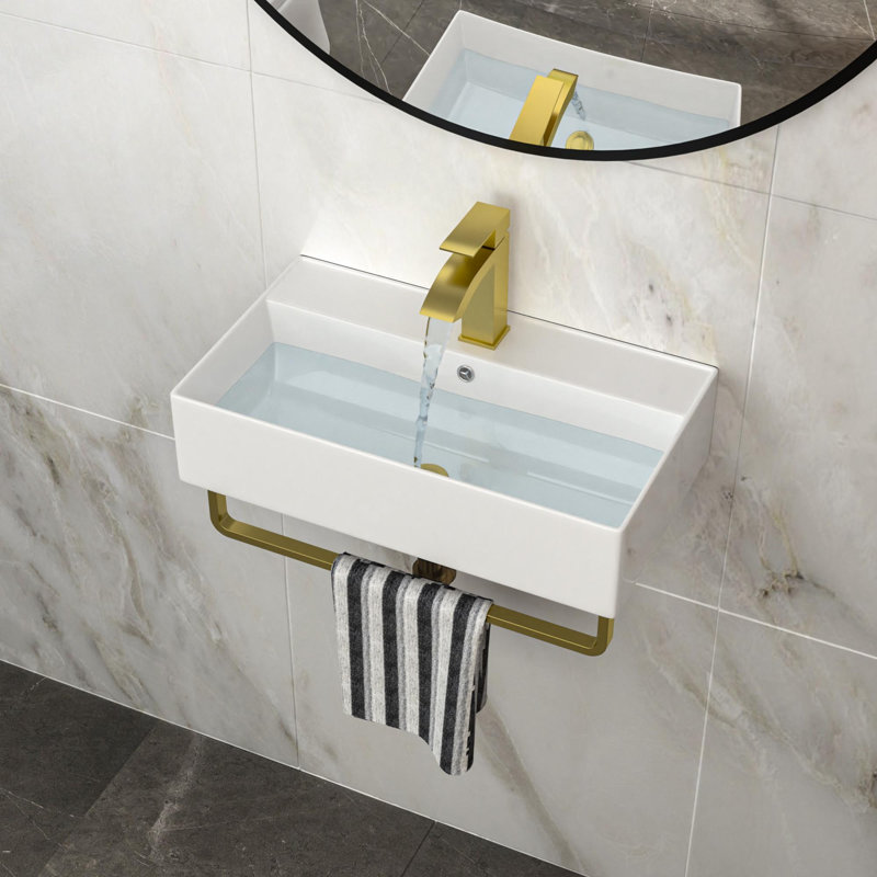 Lavabo de salle de bain mural simple 21 "avec porte-serviettes