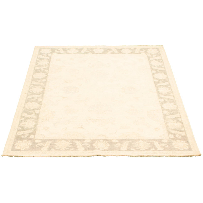 Tapis zone en laine ivoire/gris 4 pi 11 po x 6 pi 7 po noué la 2010 one-of-kind à la main-ushak Gordan
