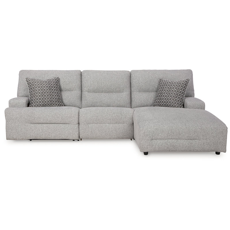 Canapé modulaire inclinable électrique 3 pièces Depaul, Orienté à droite, Polyester gris