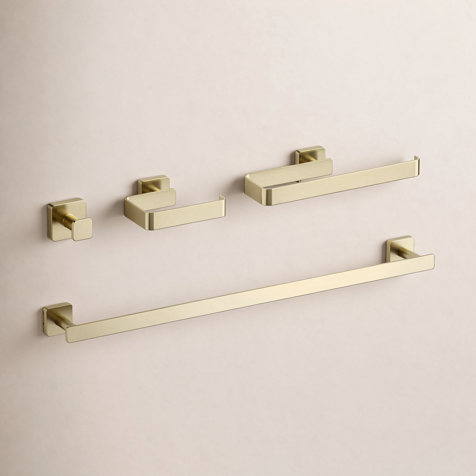 Blaze 4-Piece Bathroom Hardware Set, Brushed Gold