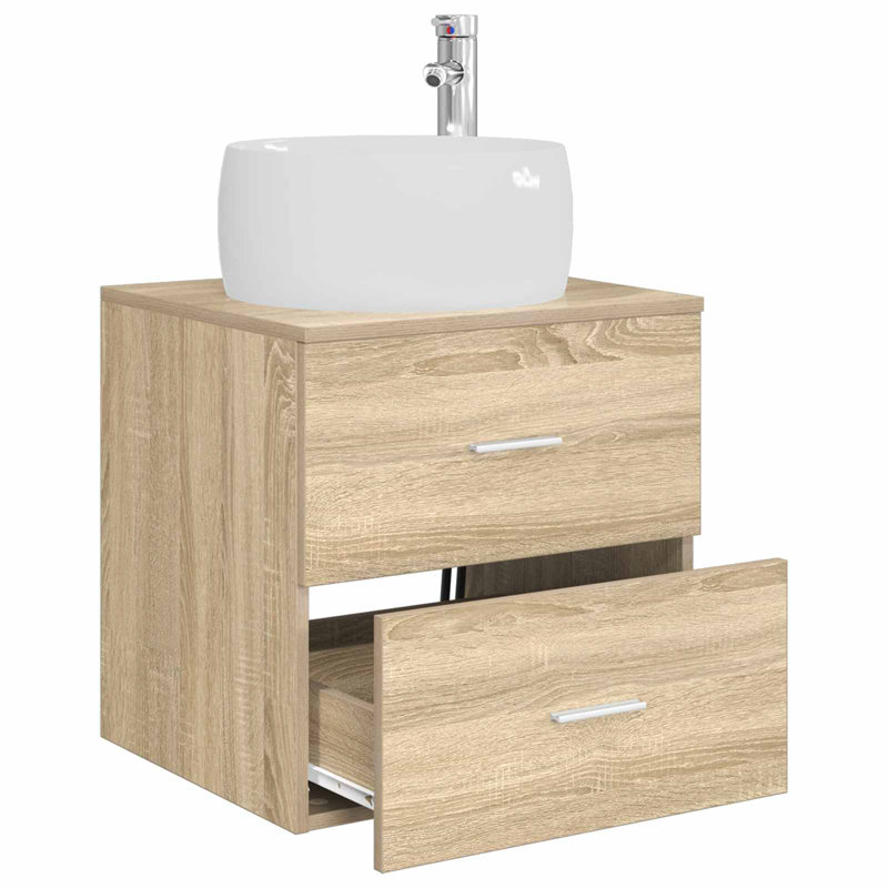 Single Bathroom Vanity with Ceramic Basin, Sonoma Oak