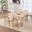 Ensemble de 2 chaises de salle à manger en rotin, chaises de salle à manger rembourrées en lin avec dossiers, chaises de cuisine modernes avec pieds en bois pour la salle à manger