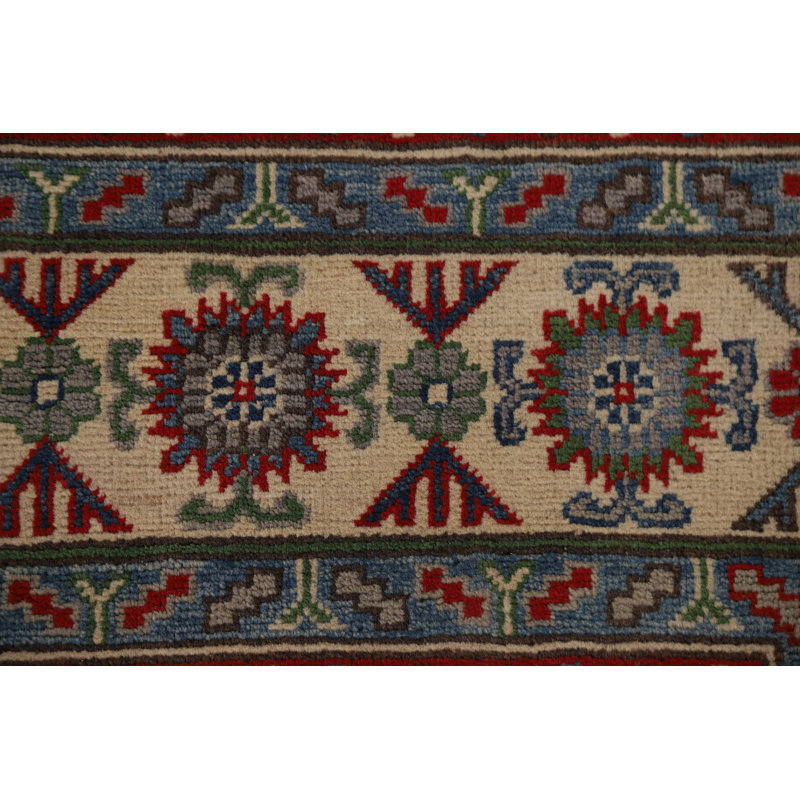 Geometric Gray Kazak Oriental Area Rug 9