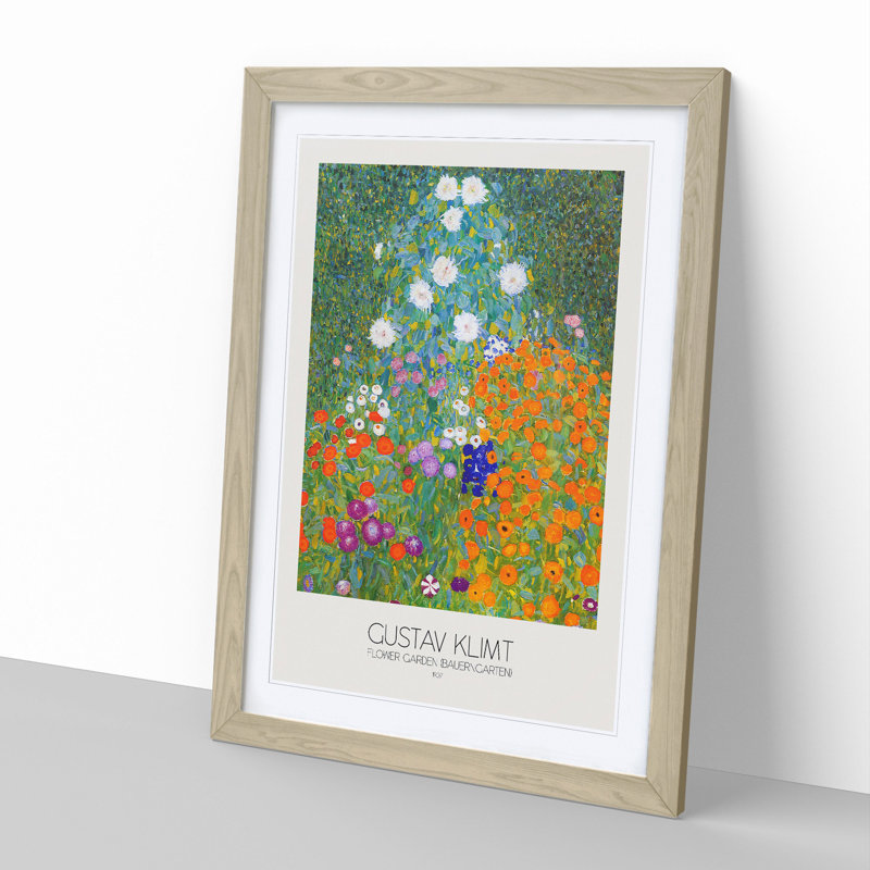 Flower Garden by Gustav Klimt - Picture Frame Painting, Oak Framed, 65cm H x 48cm W x 2cm D