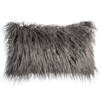 Housse de coussin rectangulaire en fausse fourrure avec insert