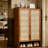 Entryway Shoe Cabinet with 2 Doors & 7 Shelves Natural Bamboo Shoe Storage Cabinet
