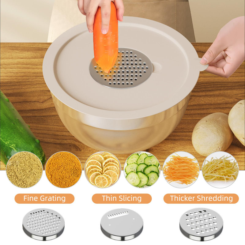 Ensemble de bols à mélanger avec couvercles, 6 bols de rangement gigognes en acier inoxydable pour la cuisine, avec 3 râpes et fonds antidérapants, taille 5,5,3,5,2,5,2,1,1,5,1,1 pte