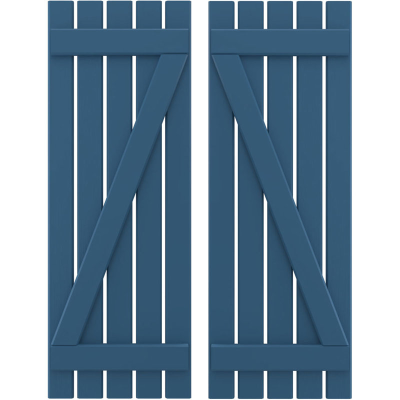 Volets de planche-n-lattes avec barre en Z (par paire) Americraft (2 lattes), Bleu séjour, 19 1/2", 64"