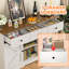Buffet 47,2 "à 3 tiroirs, crédence avec armoires de rangement