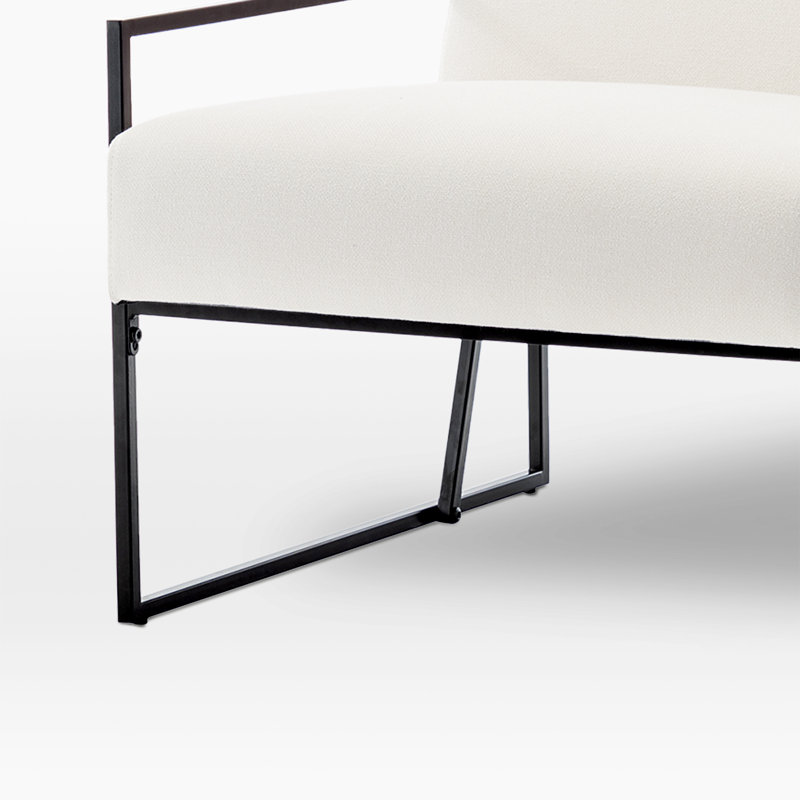 Fauteuil d'appoint en métal Ricci, Polyester crème