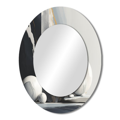 Abstract Marble Shapes I - Large Oval Wall Mirror On Metal