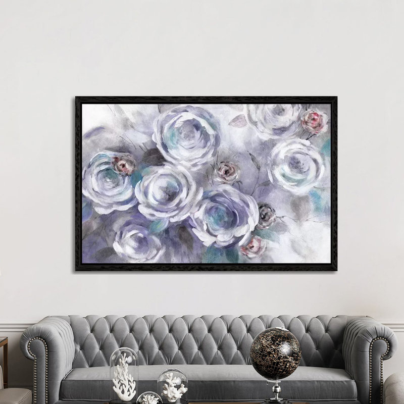 Iced Flowers by Carol Robinson - Painting on Canvas, Black Framed, 152.5 cm H x 101.5 cm W