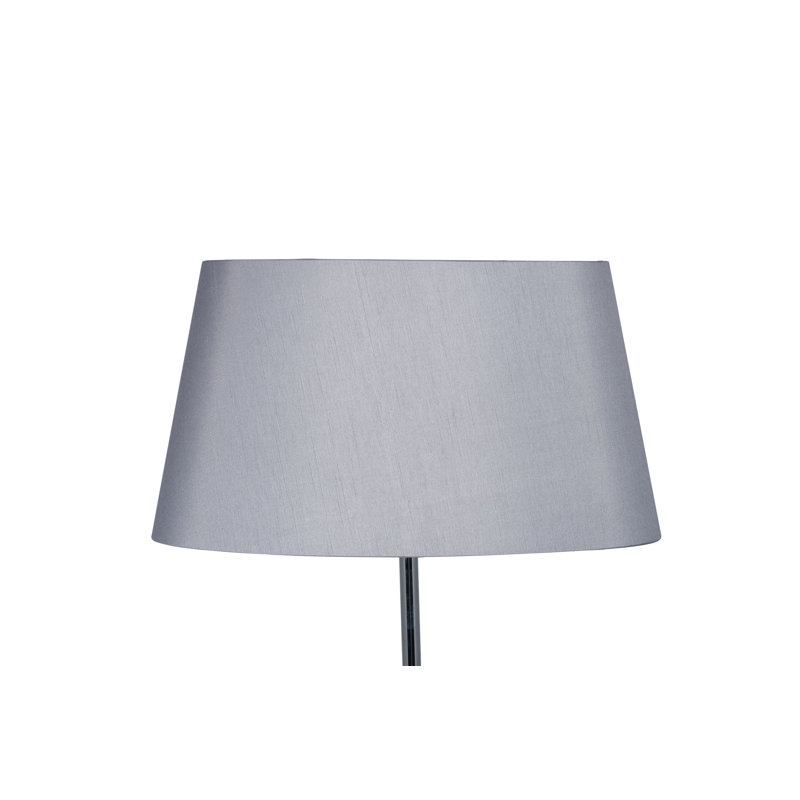 Martha Oval Silk Mix Tapered Lampshade, Steel Grey, 23cm H x 40cm W x 22cm D