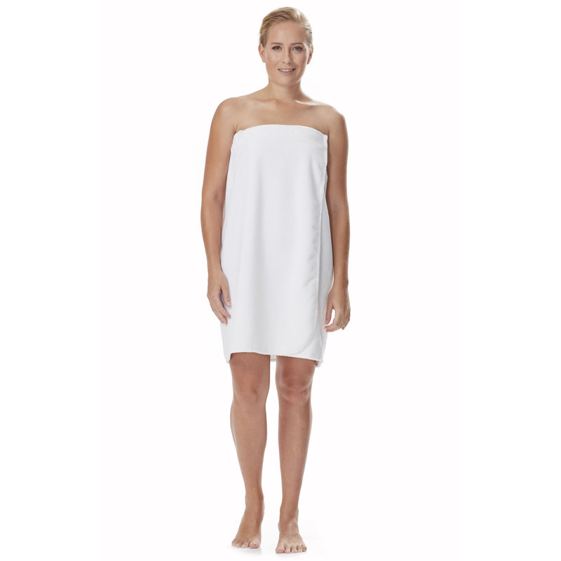 Peignoir au-dessus du genou 100% coton Emrick, L 59 po x l 30 po, Blanc