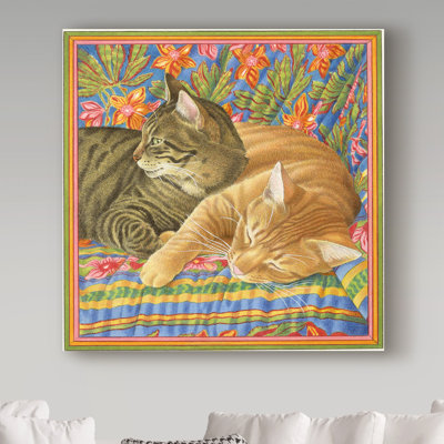 Furtado 'Two Sleepy Cats' Acrylic Painting Print on Wrapped Canvas