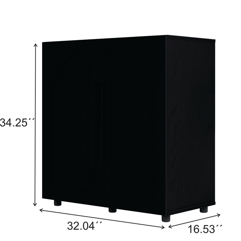Armoire de rangement Annamaria, Glass Doors, Noir