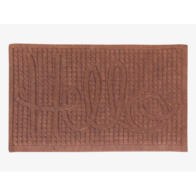 Dionysius Hello Eco-Poly 36'' x 24'' Non-Slip Indoor Outdoor Door Mat, Dark Brown