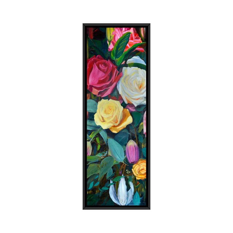 «Baroque Flower Triptych Panel II» par Sandra Lafrate, reproduction d'art graphique sur toile, H 36 po x l 12 po x P 1,5 po