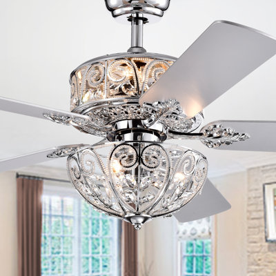 Ventilateur de plafond en cristal à 5 pales de 52 po avec ensemble d'éclairage inclus