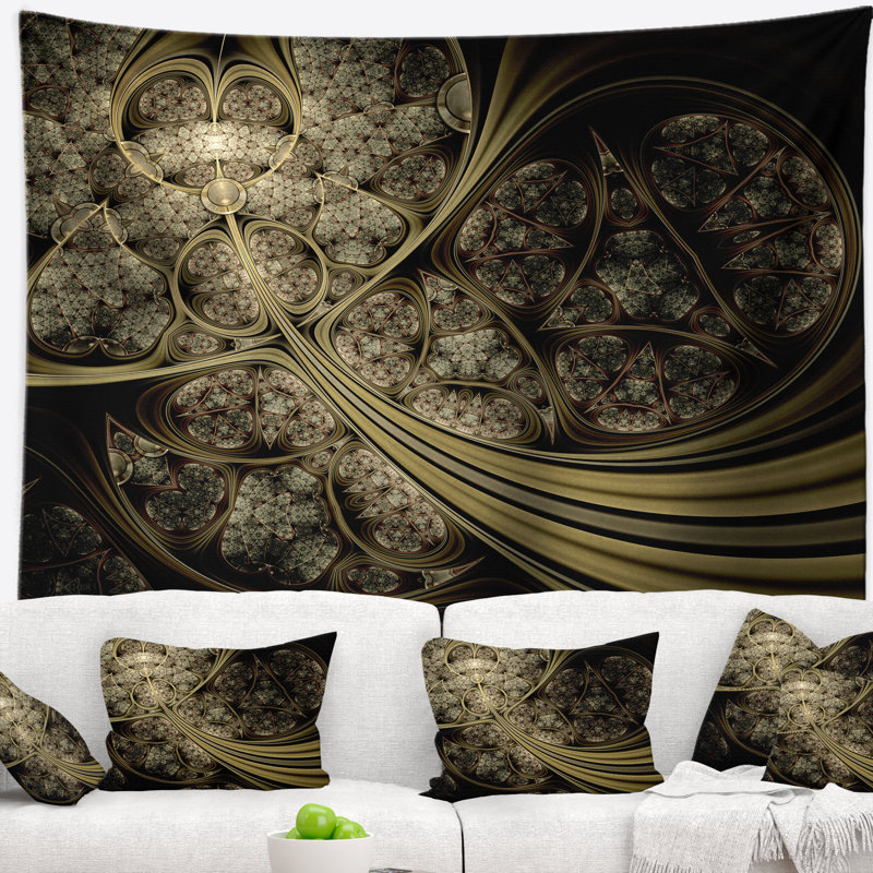 Tapisserie abstraite de modèle de tissu métallique blanc, H 32 po x l 39 po