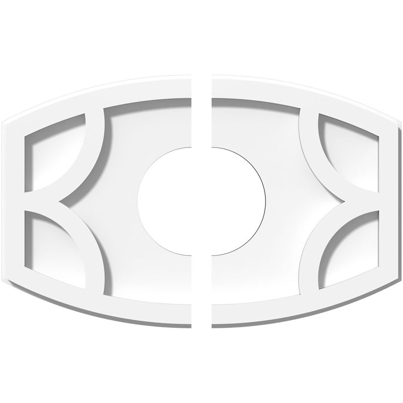 14"W x 9 3/8"H x 4"ID x 7 1/2"C x 1"P Kailey Architectural Grade PVC Contemporary Ceiling Medallion, Two Piece