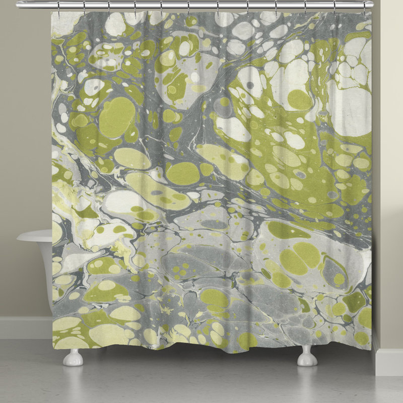 Rideau de douche en marbre olive simple Castellon, 74" H x 71" W