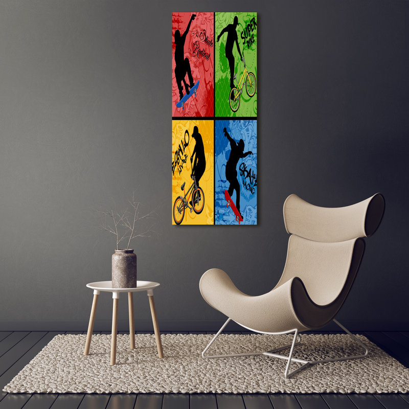 Bike And Skateboard - Wrapped Canvas Print