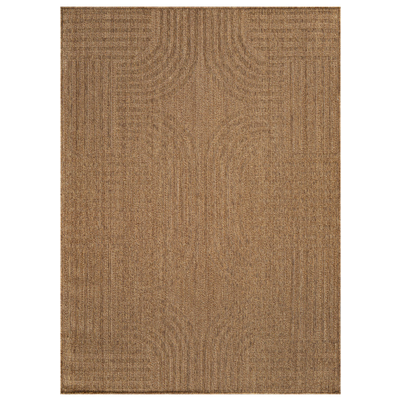 Geometric Natural/Jute Easy-Care Indoor/Outdoor Flat Woven Area Rug, Rectangle 4' x 6', Natural