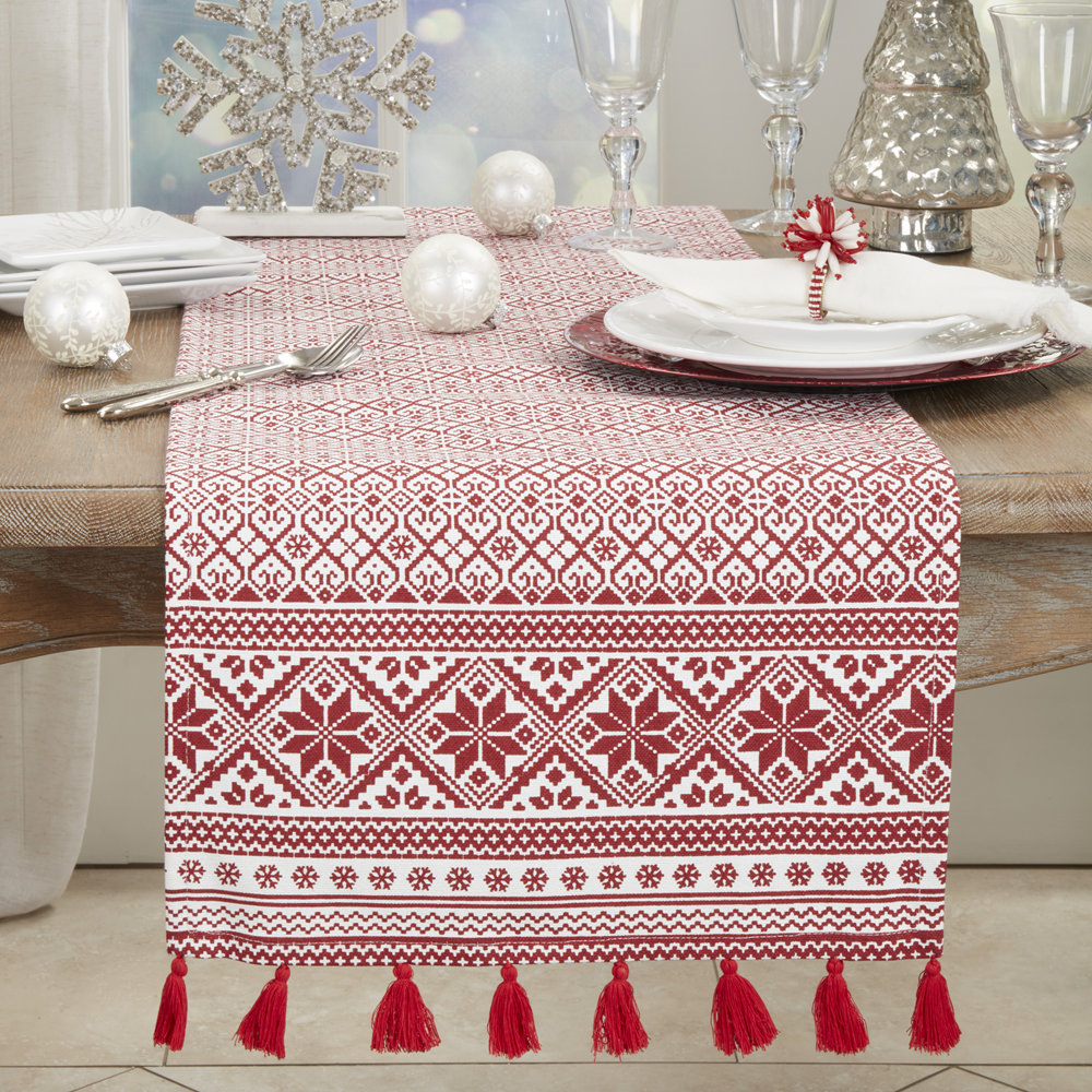 Jayapura Geometric Christmas Table Runnner, 16" x 72"
