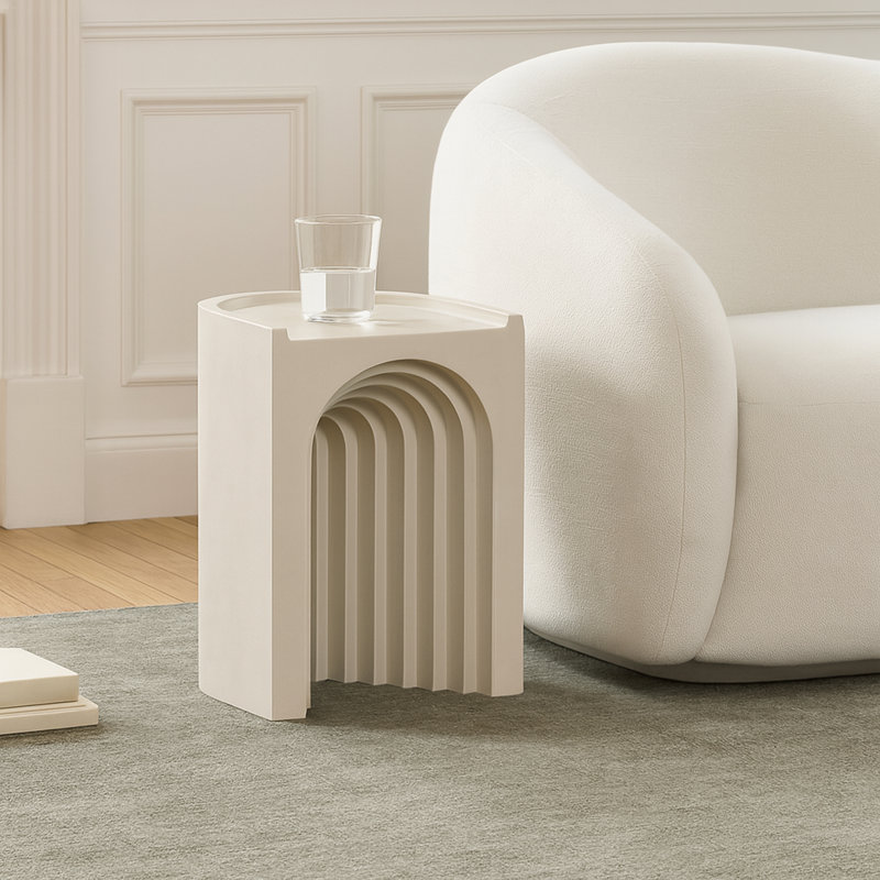 Avenda Concrete End Table, Beige