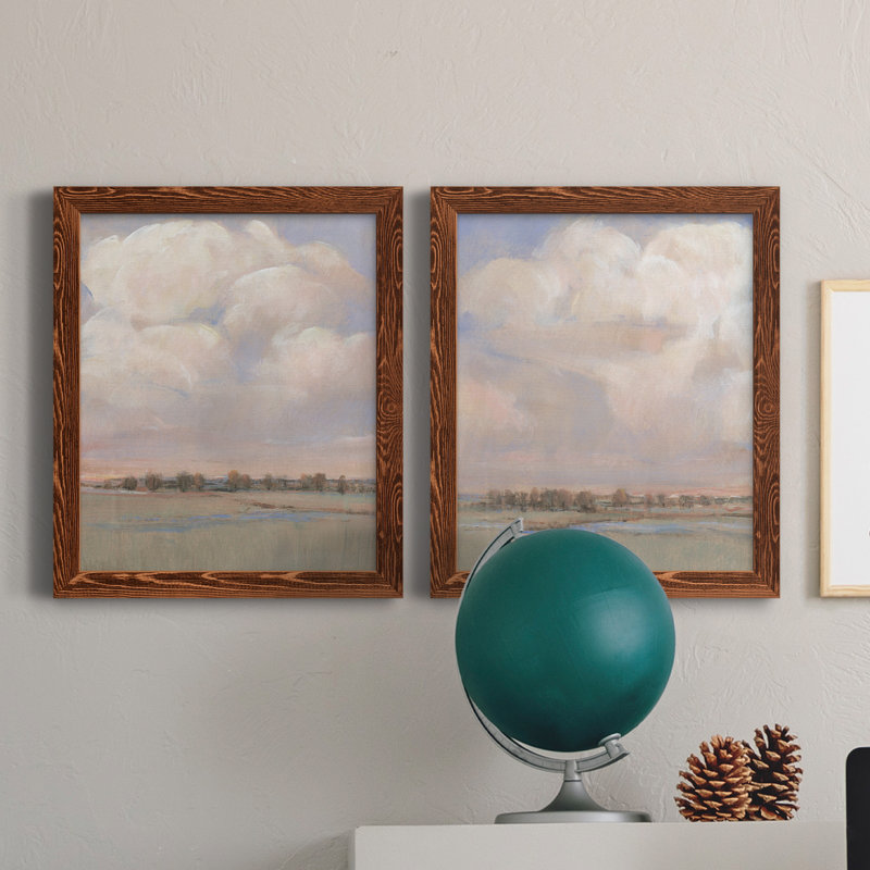 «Billowing Clouds I», ensemble de 2 reproductions d'art sur toile, Toile avec cadre érable, H 24 po x l 36 po x P 1,5 po