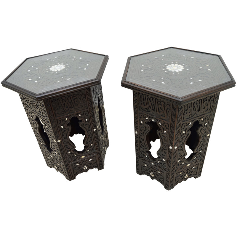 Syrian Glass Top End Table Set
