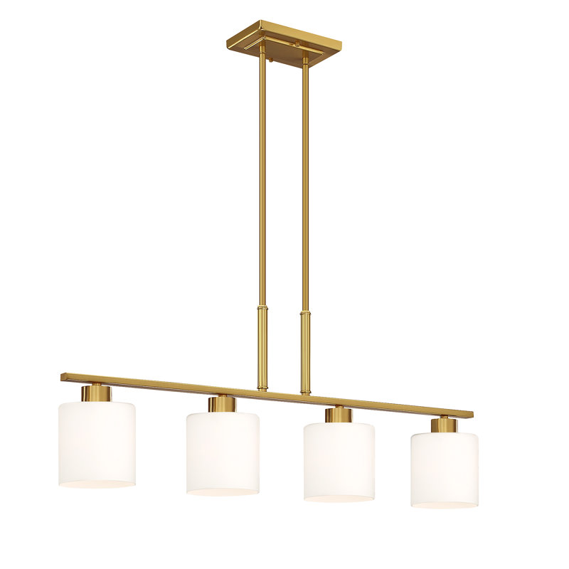 Luminaire suspendu linéaire à 4 lumières pour îlot de cuisine Travus, Or