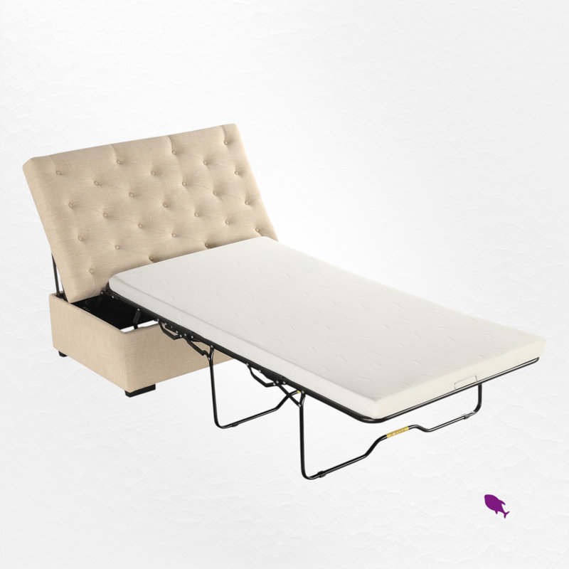 Upholstered Sleeper Sofa Bed Folding Ottoman, Beige