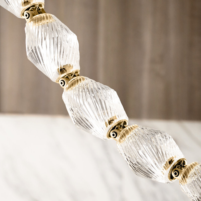 Collier LED Chandelier, Natural Brass, 132"