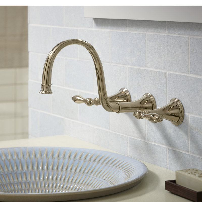 Finial Wall Mounted Bathroom Faucet, Or éclatant de style français