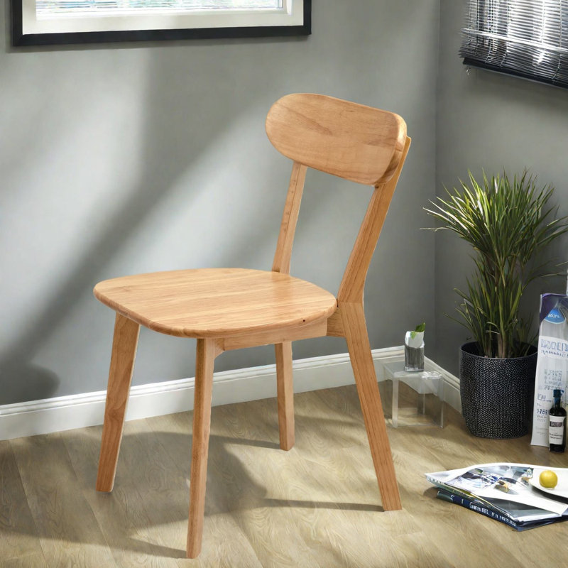Modern Dining Chairs, Solid Wood Compact Seat With Adjustable Feet For Kitchen