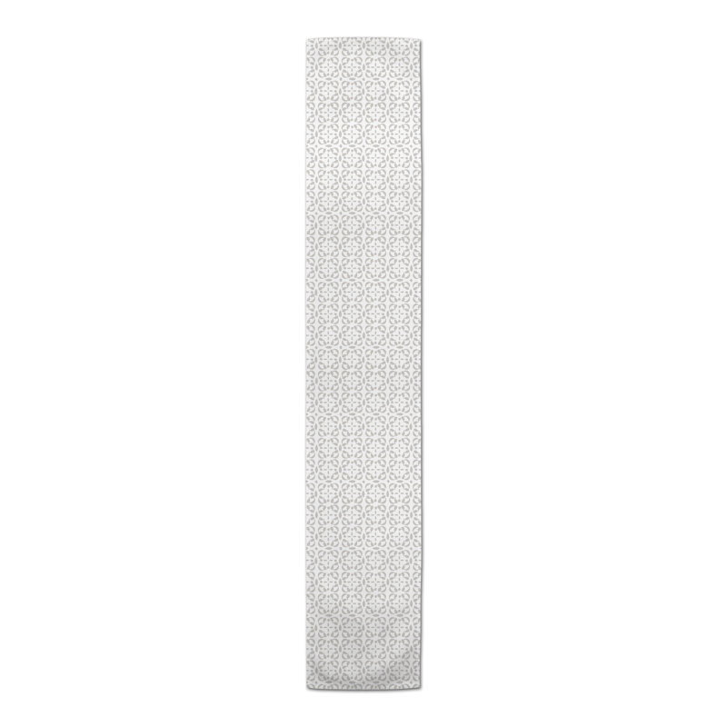 Azlin Rectangle Polyester Table Runner, 90" x 16", Gray, Geometric 2