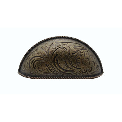 Engraved Flower 3'' Center to Center Cup/Bin Pull
